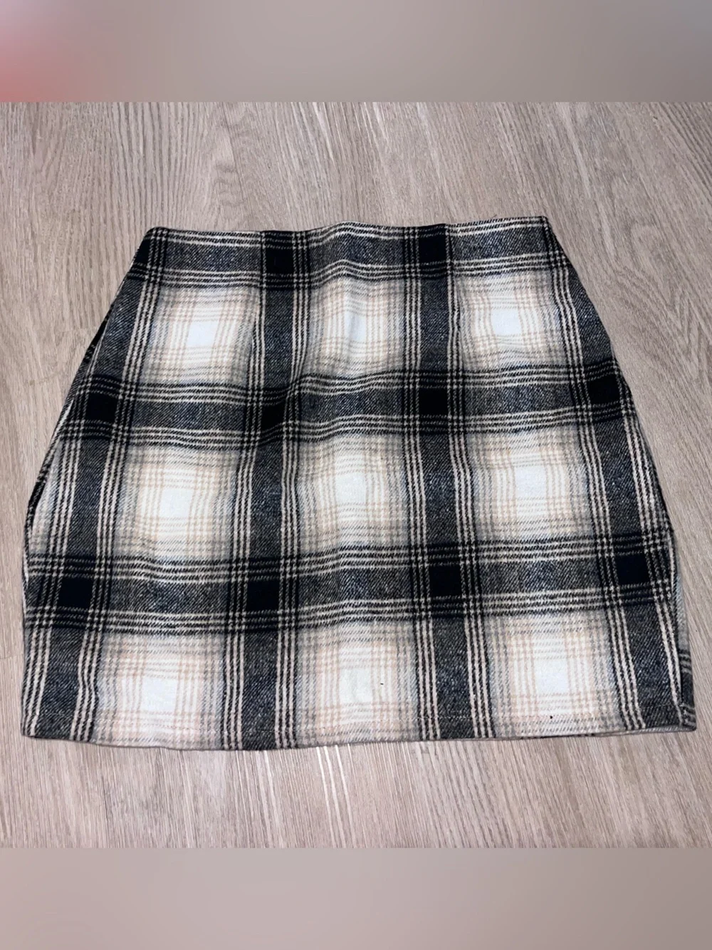 Windsor Black and Cream Plaid Mini Skirt